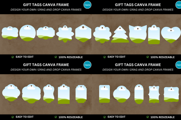 25 Gift Tag Frame Mockup Canva Bundle
