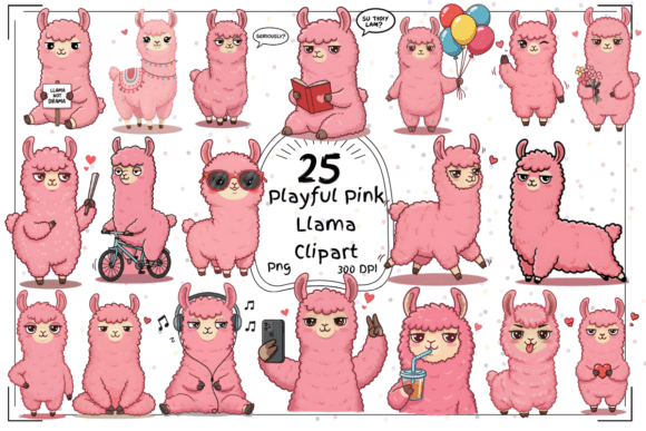 25 Playful Pink Llama Clipart: Design Assets with Personality