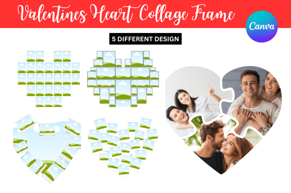 5 Heart Frame Mockup in Canva