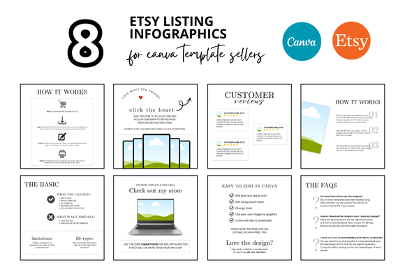 8 White Etsy Listing Infographics