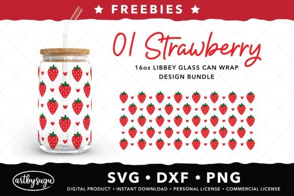 Bringing Sweet Summer Charm to Your Projects with Strawberry Can Glass Wrap SVG Freebies