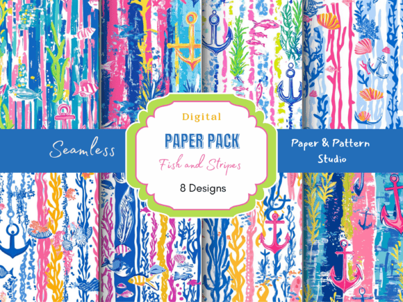 Fish with Stripes Seamless Pattern: A Versatile Design Asset for Professional and Creative Workflows