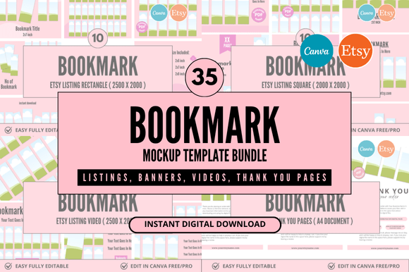 Getting the Most from a 35 Bookmark Etsy Canva Mockup Bundle