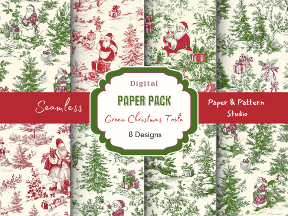 Green Christmas Toile Digital Paper: A Strategic Asset for Creative and Professional Projects