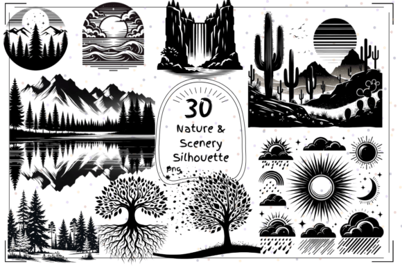 Nature Scenery Silhouettes Clipart: A Strategic Tool for Clear Communication and Visual Impact