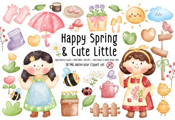 Using Watercolor Happy Spring and Cute Little Design Elements Strategically for Branding, Content, and Long-Term Engagement