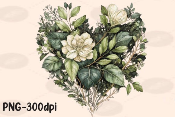 Vintage Greenery Heart Florals PNG Guide