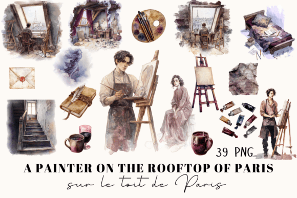 Watercolor Paris Artist Clipart 39 PNG: Weaving the Spirit of the City of Light into Digital Creativity